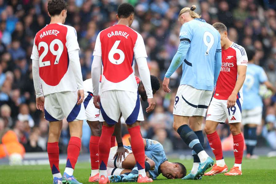 Rodri kom søndag slemt til skade i det uafgjorte topopgør mellem Arsenal og Manchester City.