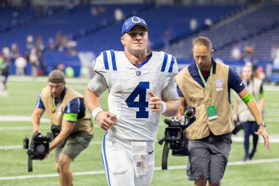 Indianapolis Colts quarterback Sam Ehlinger after the game against the Chicago Bears