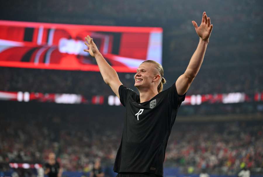 Erling Braut Haaland celebra el segundo gol de su equipo durante el Mundial 2026