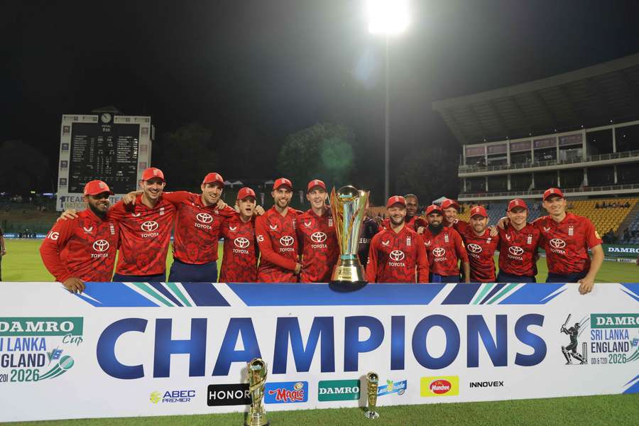 England celebrate their series win over Sri Lanka