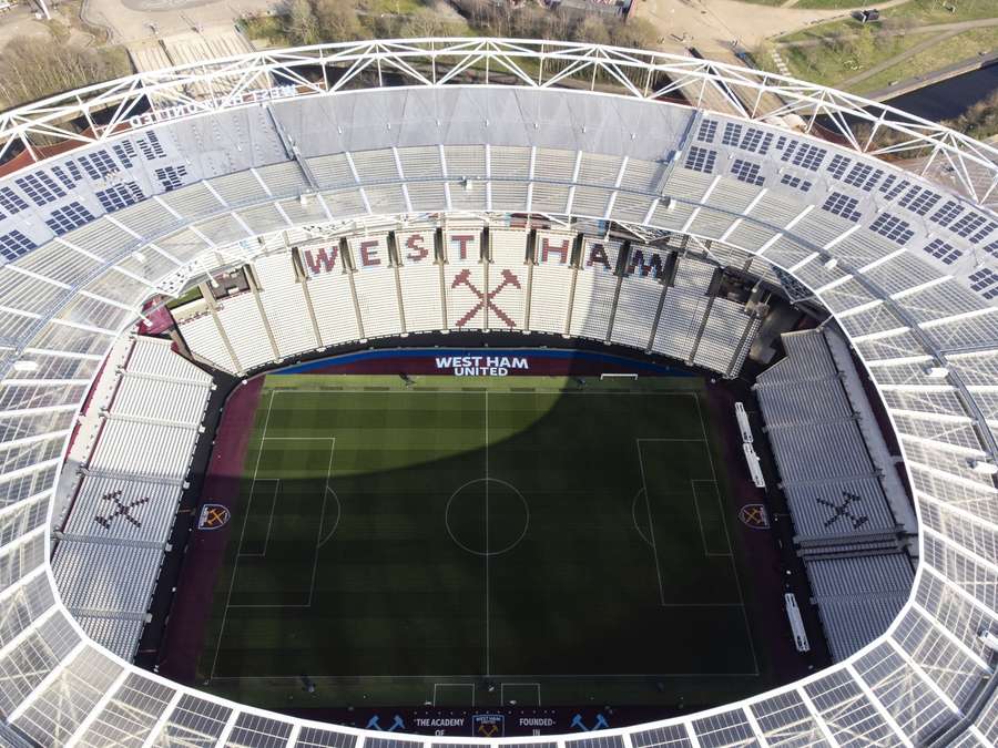 An aerial view of the London Stadium, home of West Ham United. An aerial view of the London Stadium, home of West Ham United.