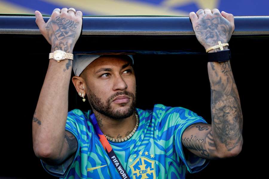 Neymar on the Brazil bench Neymar on the Brazil bench
