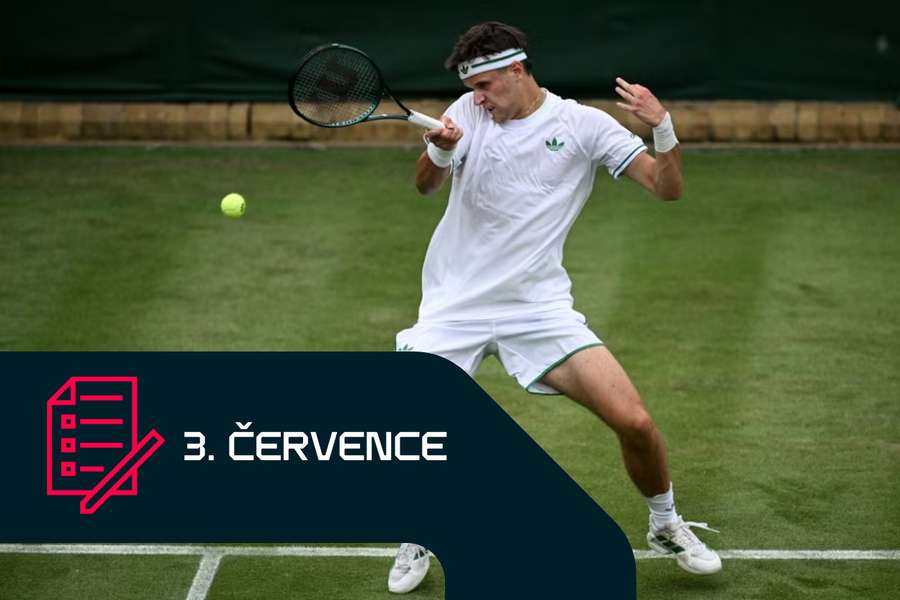 Jakub Menšík ve Wimbledonu. 