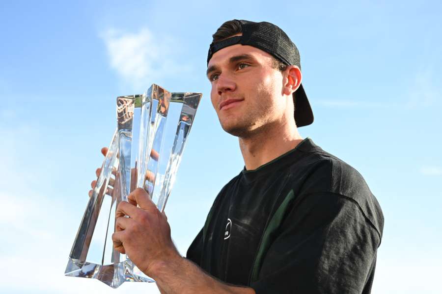 Britain's Jack Draper stands for a portrait with his trophy Britain's Jack Draper stands for a portrait with his trophy
