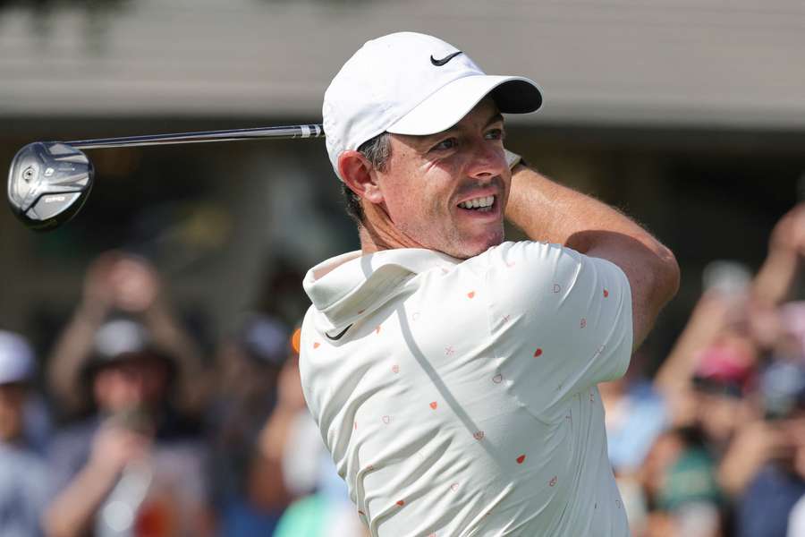 Rory McIlroy plays his shot from the first tee during the second round of the Arnold Palmer Invitational golf tournament