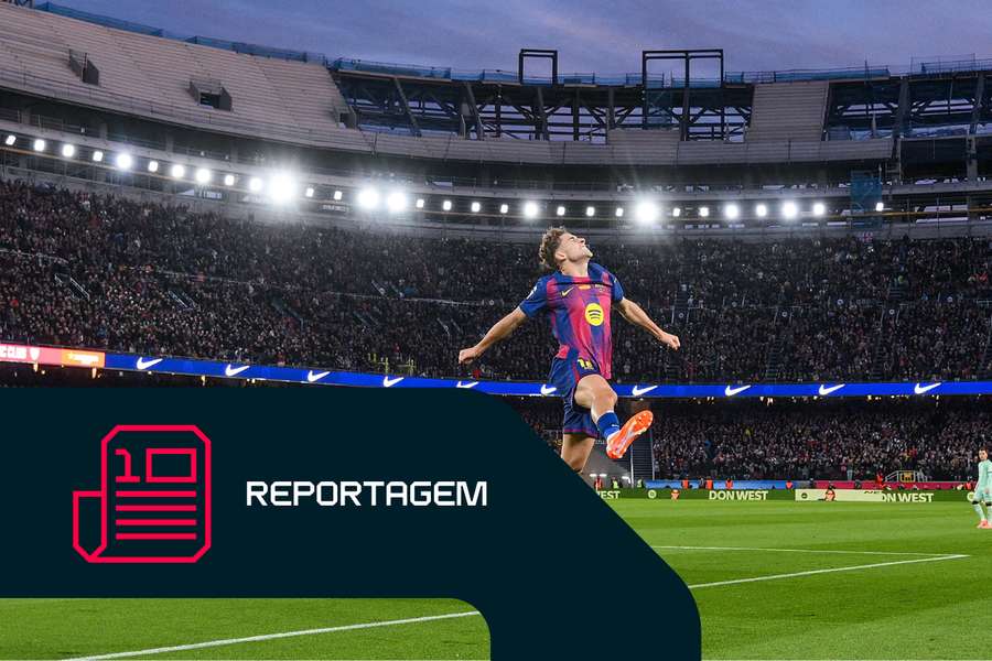 A celebração de Fermín López no Camp Nou