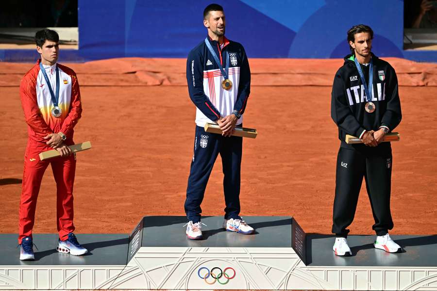 O pódio do ténis masculino em Paris