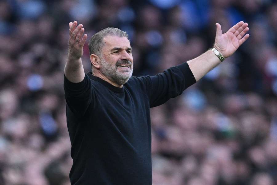 Postecoglou reacts during Spurs' draw with Bournemouth