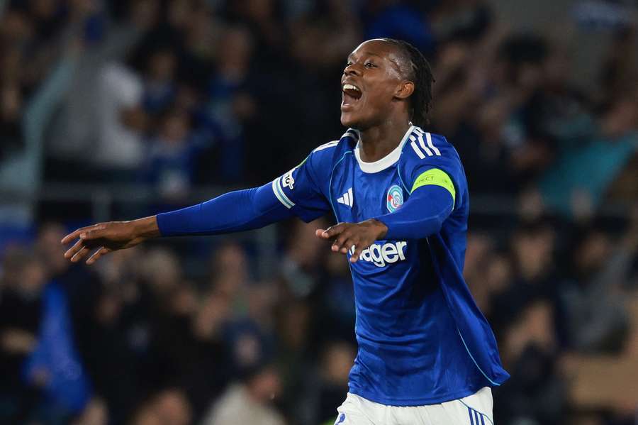 Straßburgs Emegha beim Torjubel