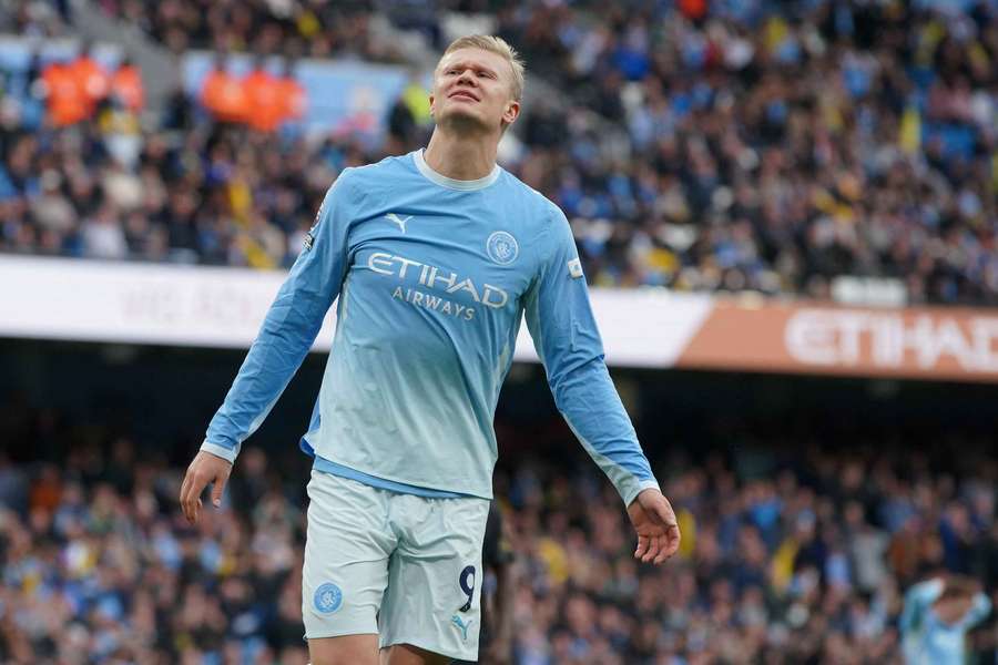 Manchester City's Erling Haaland reacts Manchester City's Erling Haaland reacts