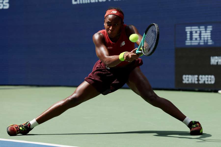 Gauff in action during her quarter-final match