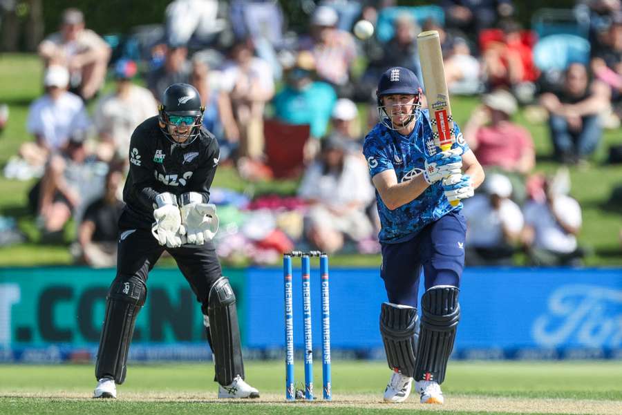 England's Harry Brook plays a shot in front of New Zealand's wicketkeeper Tom Latham England's Harry Brook plays a shot in front of New Zealand's wicketkeeper Tom Latham