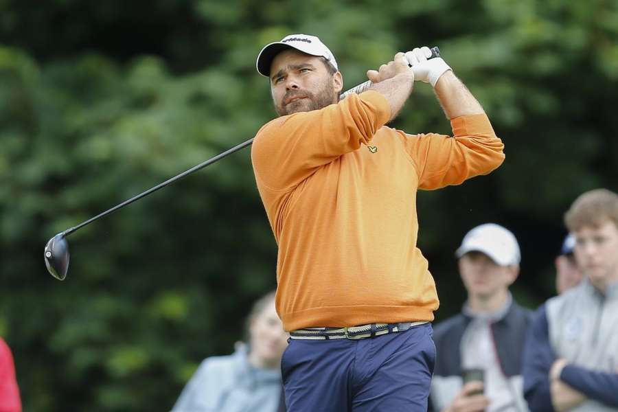 Romain Langasque, pictured at the Irish Open in July, leads the Dunhill Championship with an opening round of 61.