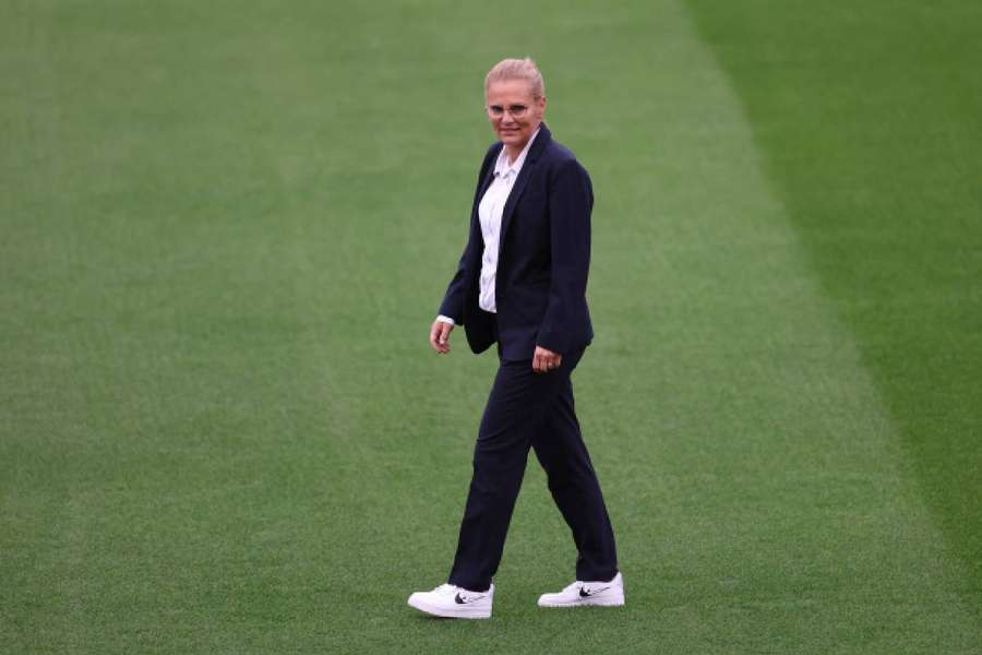 England manager Sarina Wiegman on the pitch before England v Luxembourg  