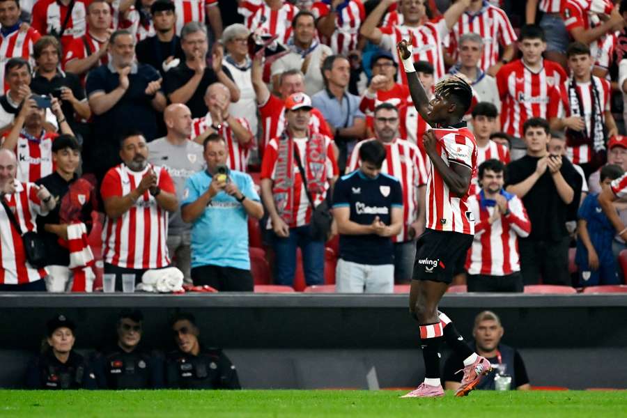 Nico Williams celebra su gol ante el Sevilla