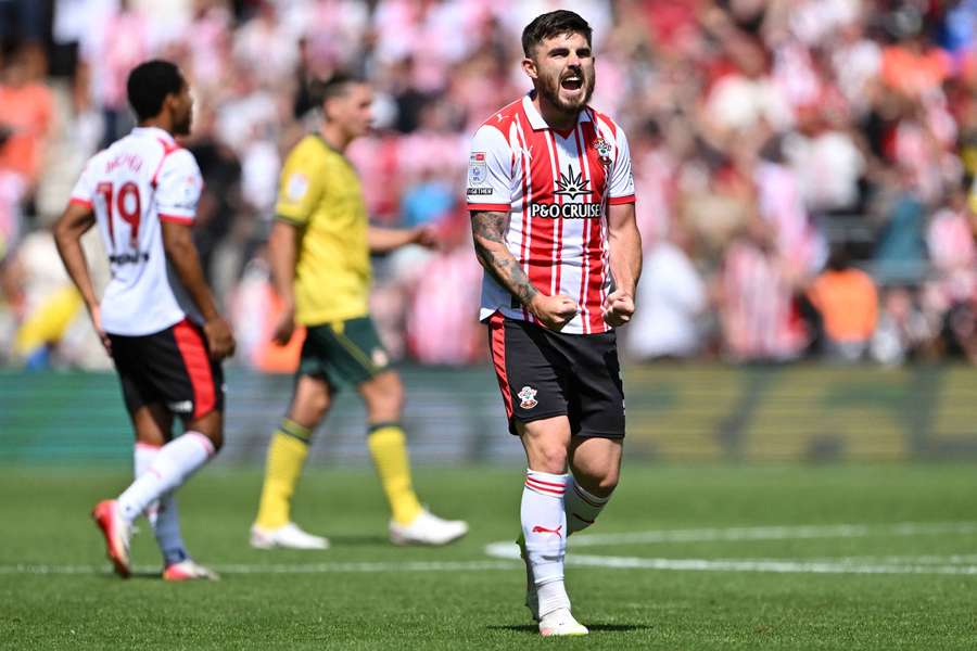 Ryan Manning celebrates after scoring Southampton's first goal