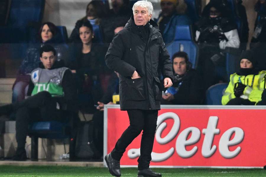 Atalanta coach Gian Piero Gasperini looks on during the match