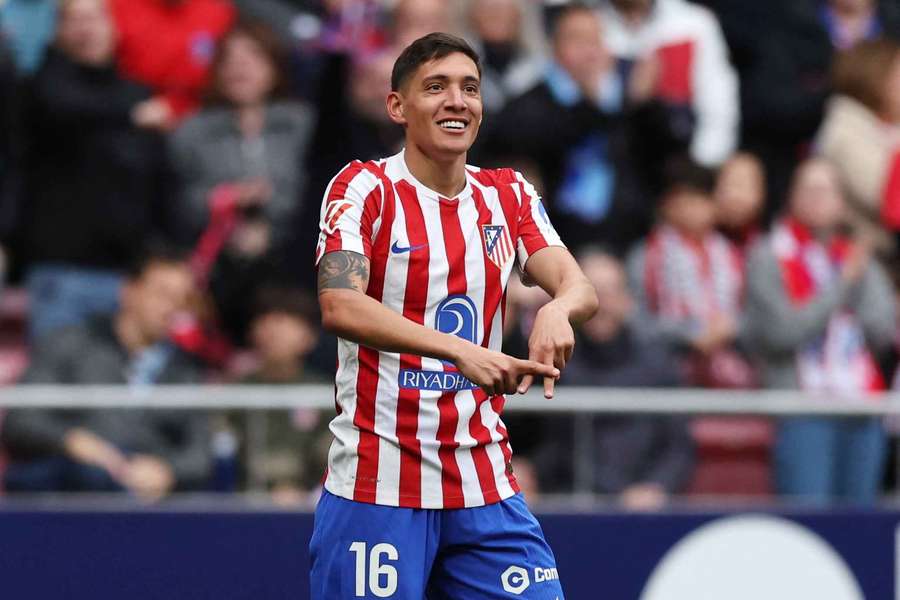 Nahuel Molina célébrant l'un de ses buts avec l'Atlético cette saison.