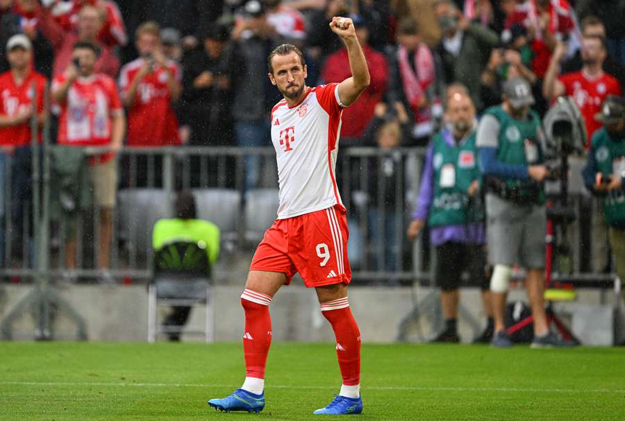 Bayern Munich forward Harry Kane celebrates