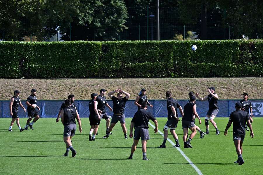 The All Blacks in training