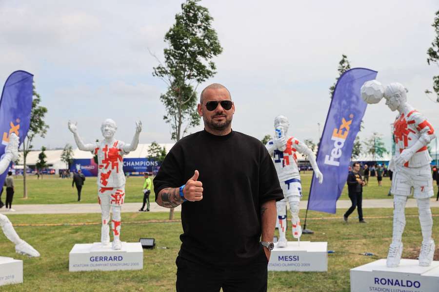 Wesley Sneijder was aanwezig op het UEFA Champions Festival op 8 juni