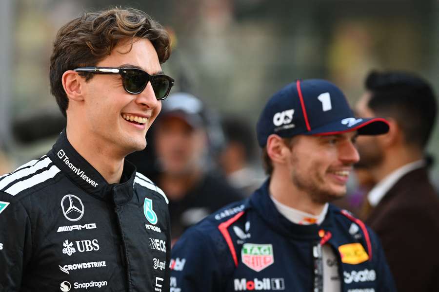 George Russell and Max Verstappen