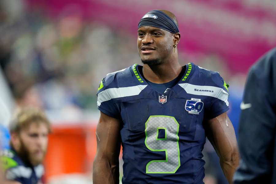 Kenneth Walker looks on during 2026 NFC Divisional Playoff game