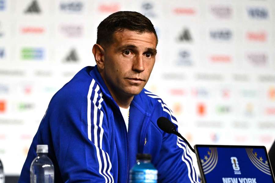 Argentina goalkeeper Emiliano Martinez took part in a press conference in New York on Friday Argentina goalkeeper Emiliano Martinez took part in a press conference in New York on Friday