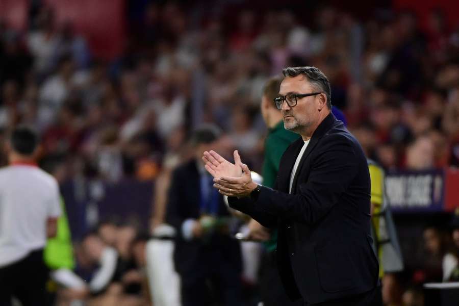 Franck Haise lors de la rencontre Séville-Lens. 
