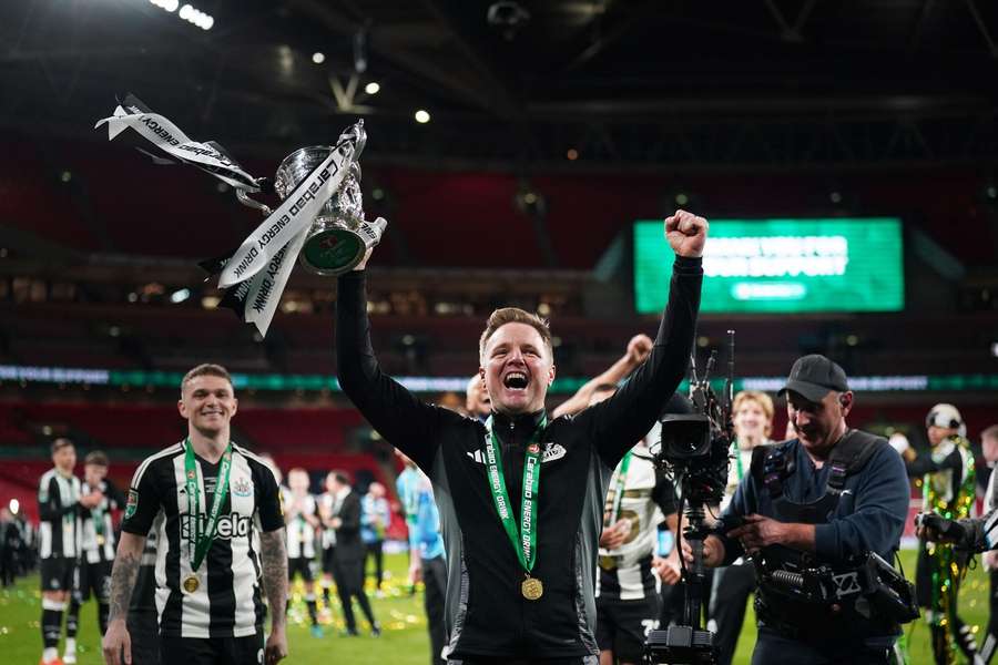 Newcastle boss Howe after winning the League Cup