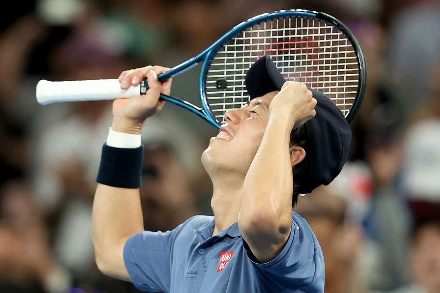 Nishikori celebrates his win