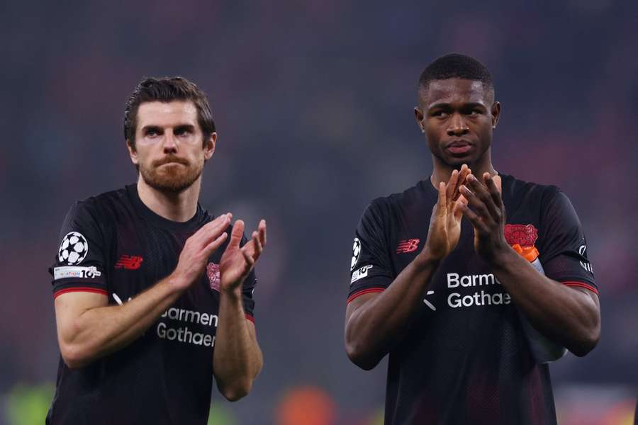 Leverkusens Spieler nach dem unglücklichen 1:1 gegen den FC Arsenal