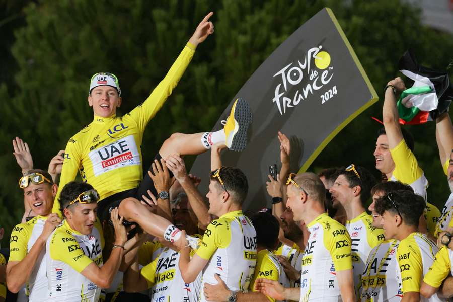 Tadej Pogacar al termine del Tour de France 2024