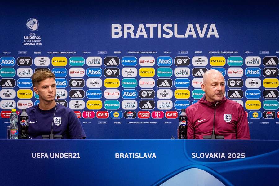 James McAtee and Lee Carsley during the press conference