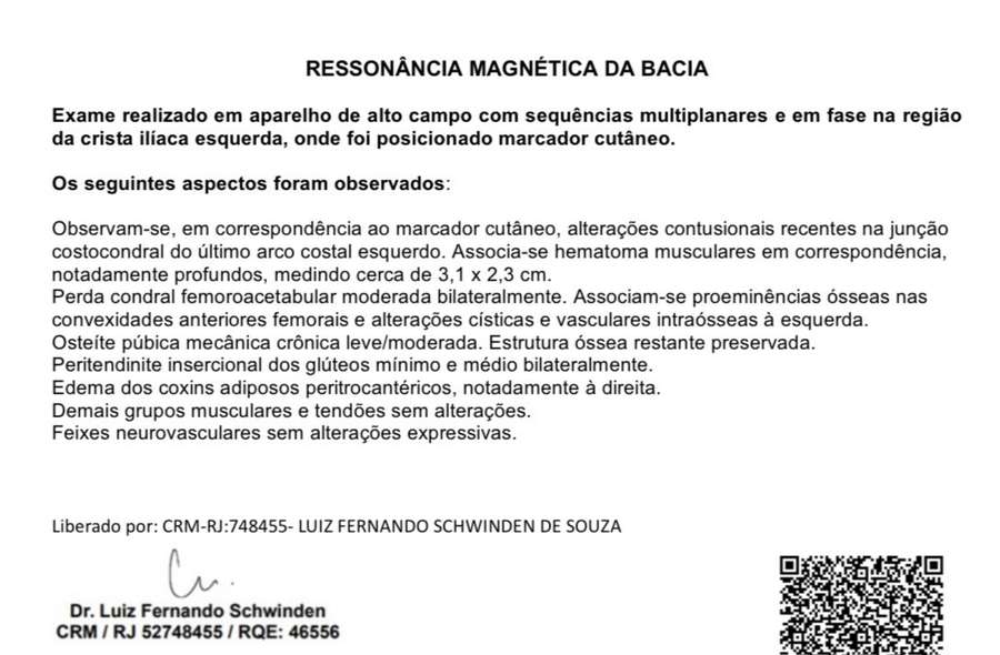 Resultado do exame de Léo Jardim Resultado do exame de Léo Jardim