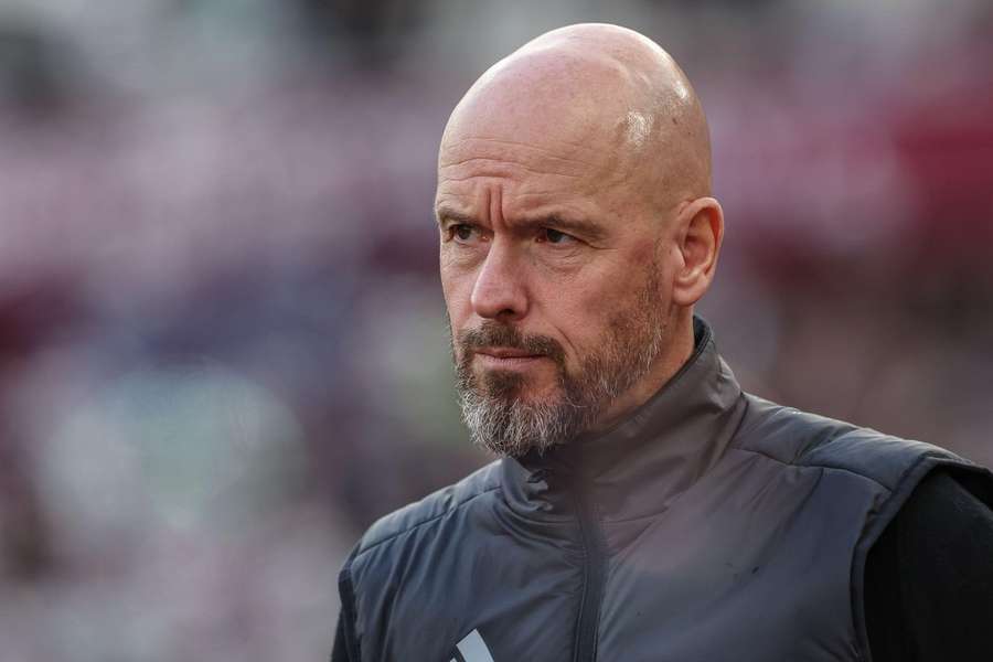 Erik ten Hag in zijn laatste wedstrijd als trainer van Manchester United