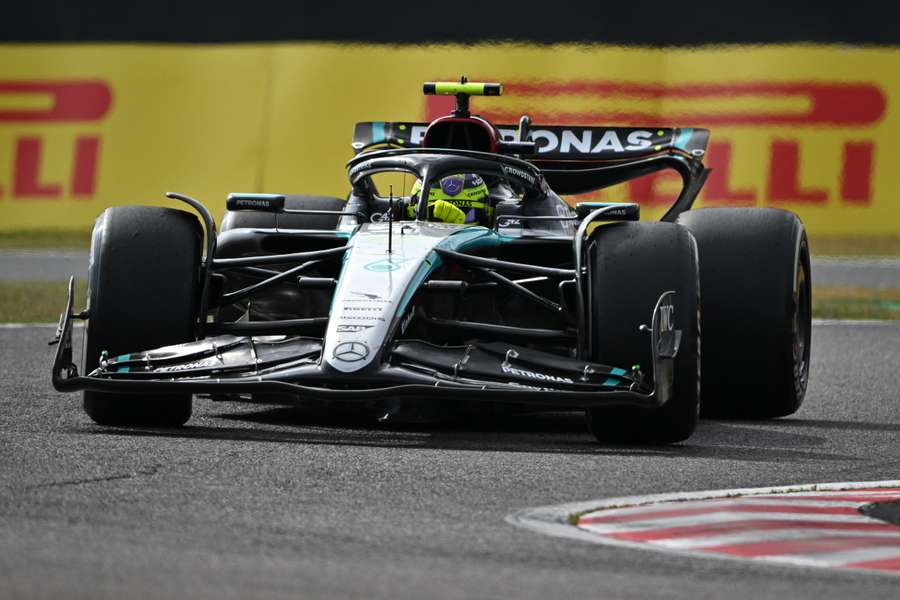 Mercedes' British driver Lewis Hamilton drives during the Formula 1 Japanese Grand Prix