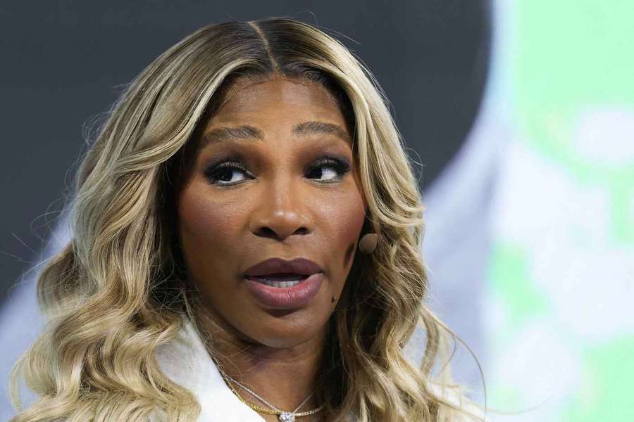 Serena Williams speaking at an event in Miami