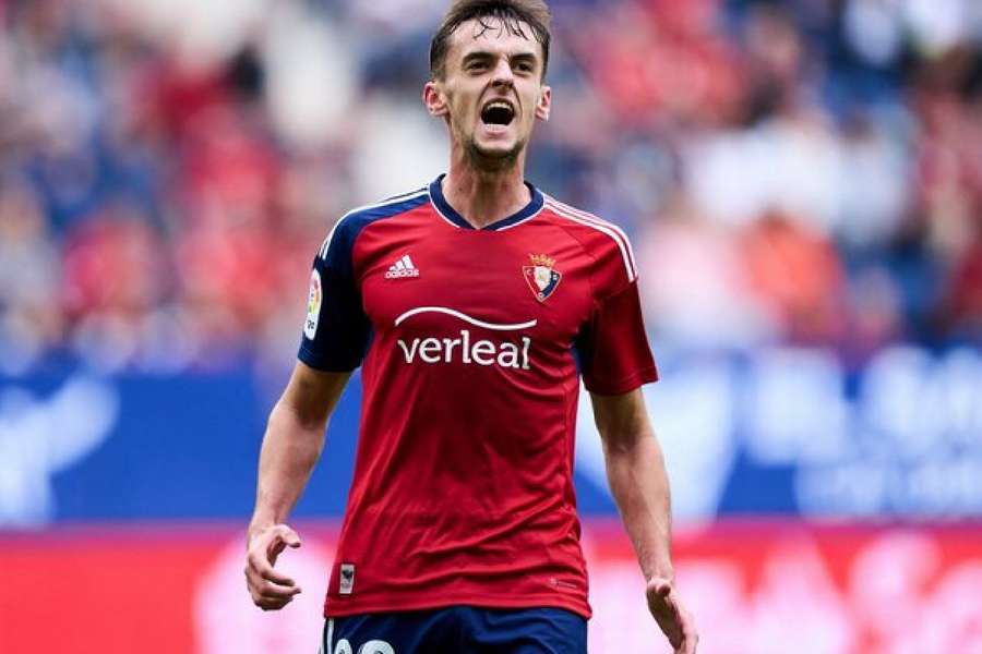 Aimar Oroz celebra el gol del triunfo de Osasuna ante el Mallorca