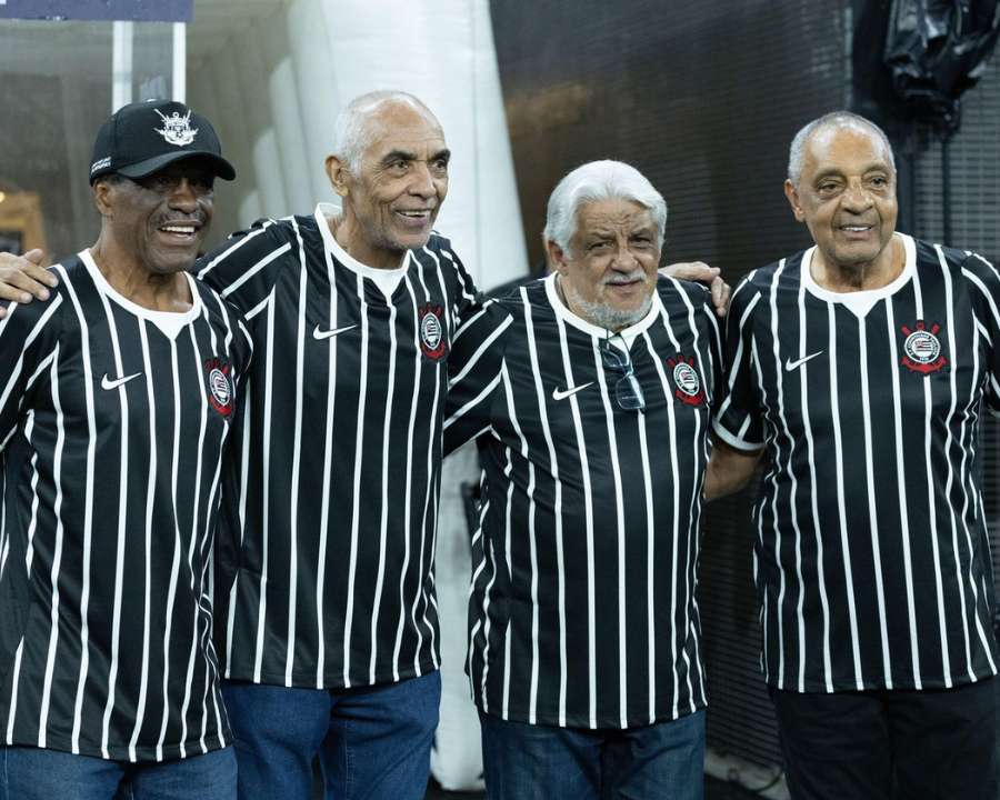 Zé Maria, Geraldão, Vaguinho, and Basilio em maio de 2026 na Neoquímica Arena Zé Maria, Geraldão, Vaguinho, and Basilio em maio de 2026 na Neoquímica Arena