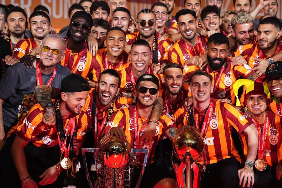Galatasaray celebrate their Super Lig and Super Cup triumphs