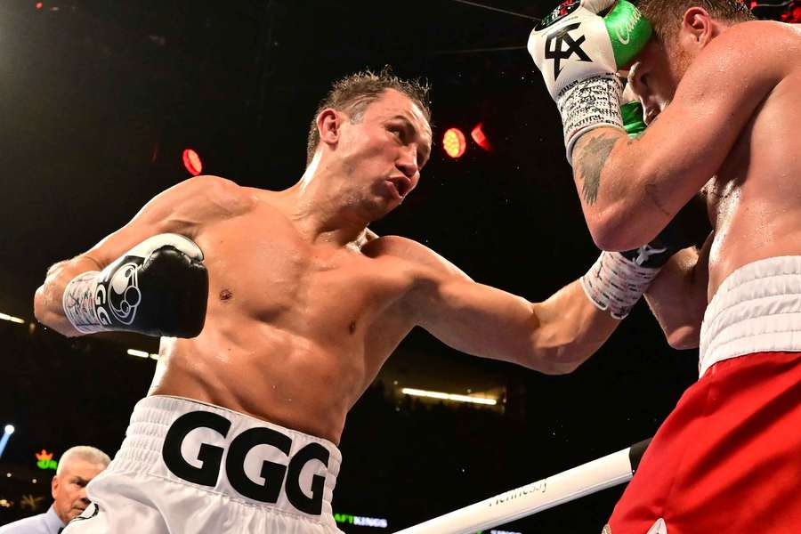 Gennady Golovkin lands a punch on Saul 'Canelo' Alvarez during their fight for the Super Middleweight title in Las Vegas in 2022