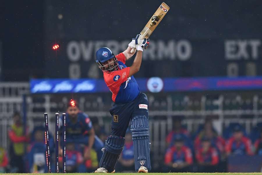 Delhi Capitals' Prithvi Shaw is clean bowled by Lucknow Super Giants' Mark Wood