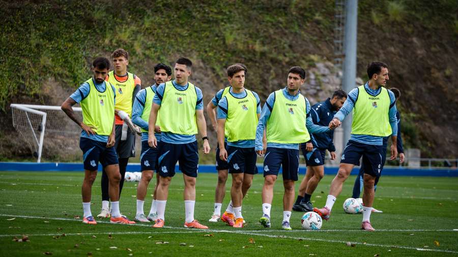 Jugadores de la Real Sociedad, entrenando el 31 de octubre Jugadores de la Real Sociedad, entrenando el 31 de octubre