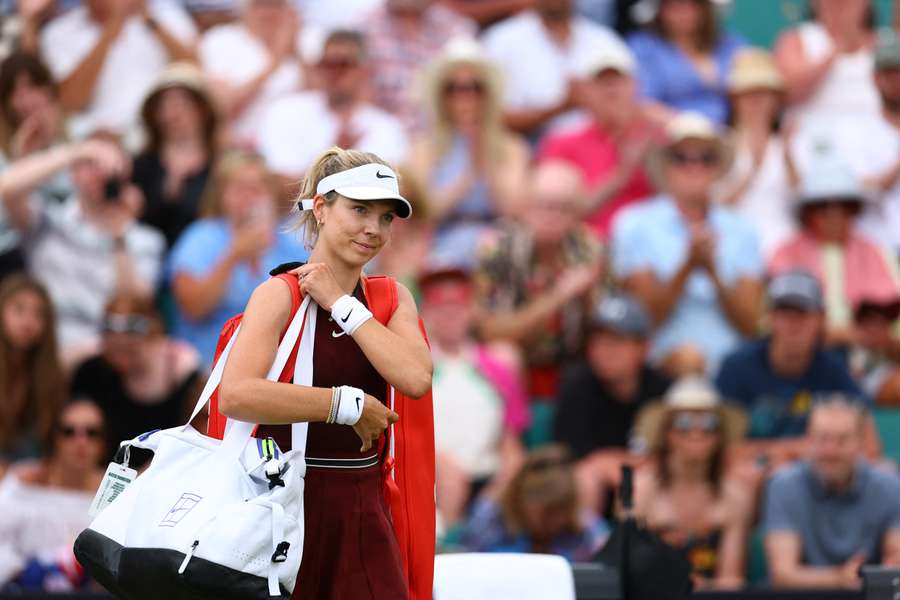 Katie Boulter reacts after her defeat to McCartney Kessler