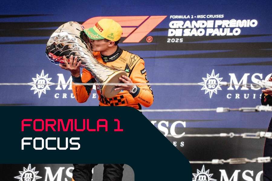 Lando Norris with the winner's trophy