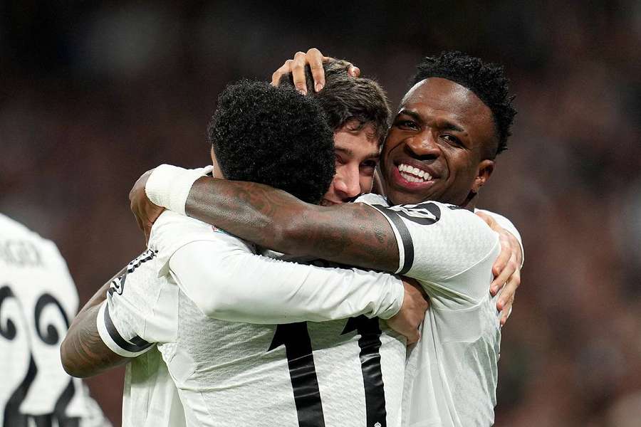 Fede Valverde, le MVP Flashscore de la rencontre, après le but de Rodrygo. 