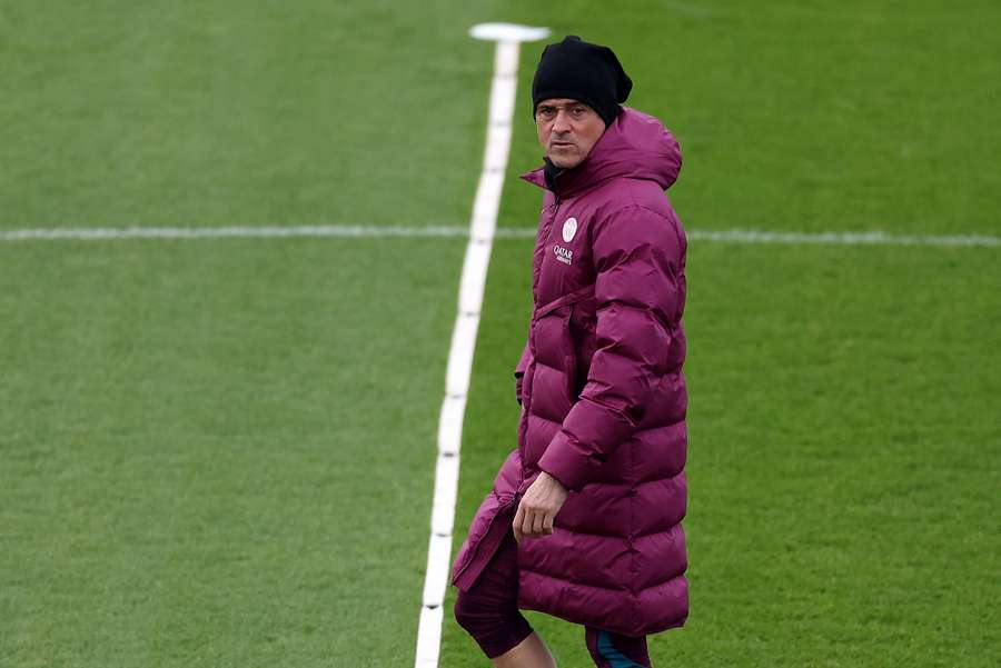 Luis Enrique durante el entrenamiento del sábado