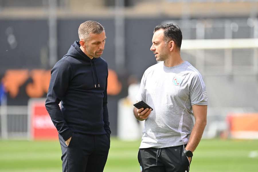 Filipe Coelho con Gary O'Neil, entrenador del Estrasburgo