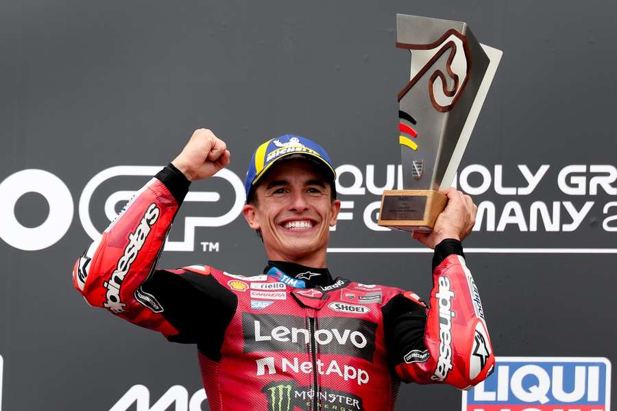 Marc Marquez celebrates his German GP win Marc Marquez celebrates his German GP win
